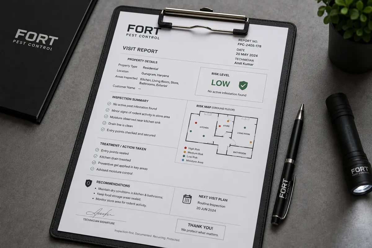 Sample FORT visit report format — editorial illustration, not an actual customer record